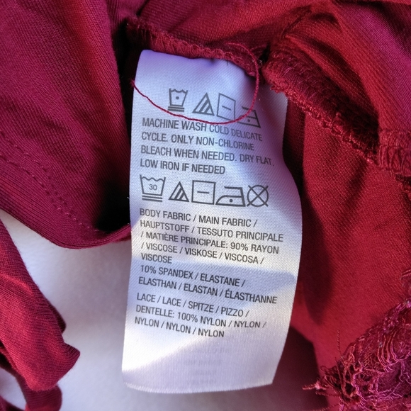 Logo by Lori Goldstein Burgundy Red Tie Front Cardigan With Lace Details Large - Picture 8 of 8